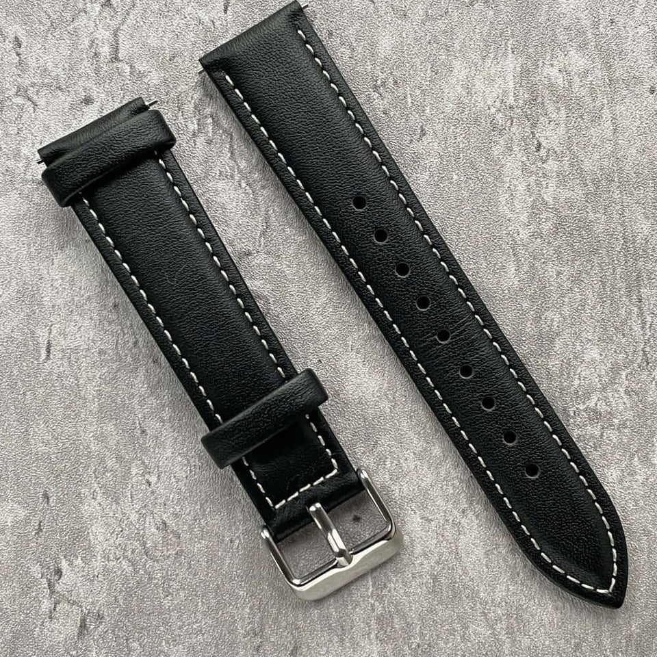 Kensington Classic Genuine Leather Padded Watch Strap With Contrasting Stitching