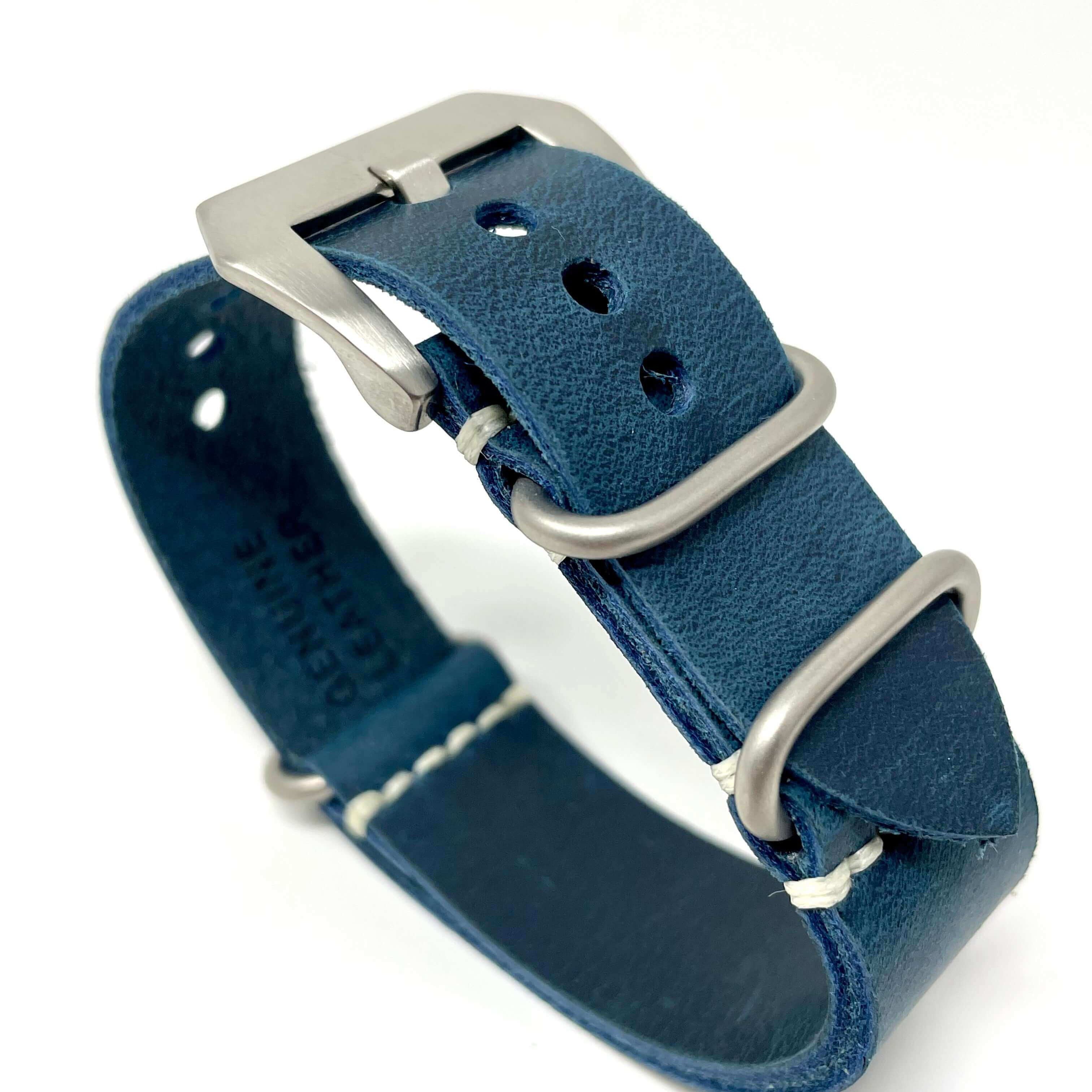 Italian Crazy Horse Leather Military Style Watch Straps