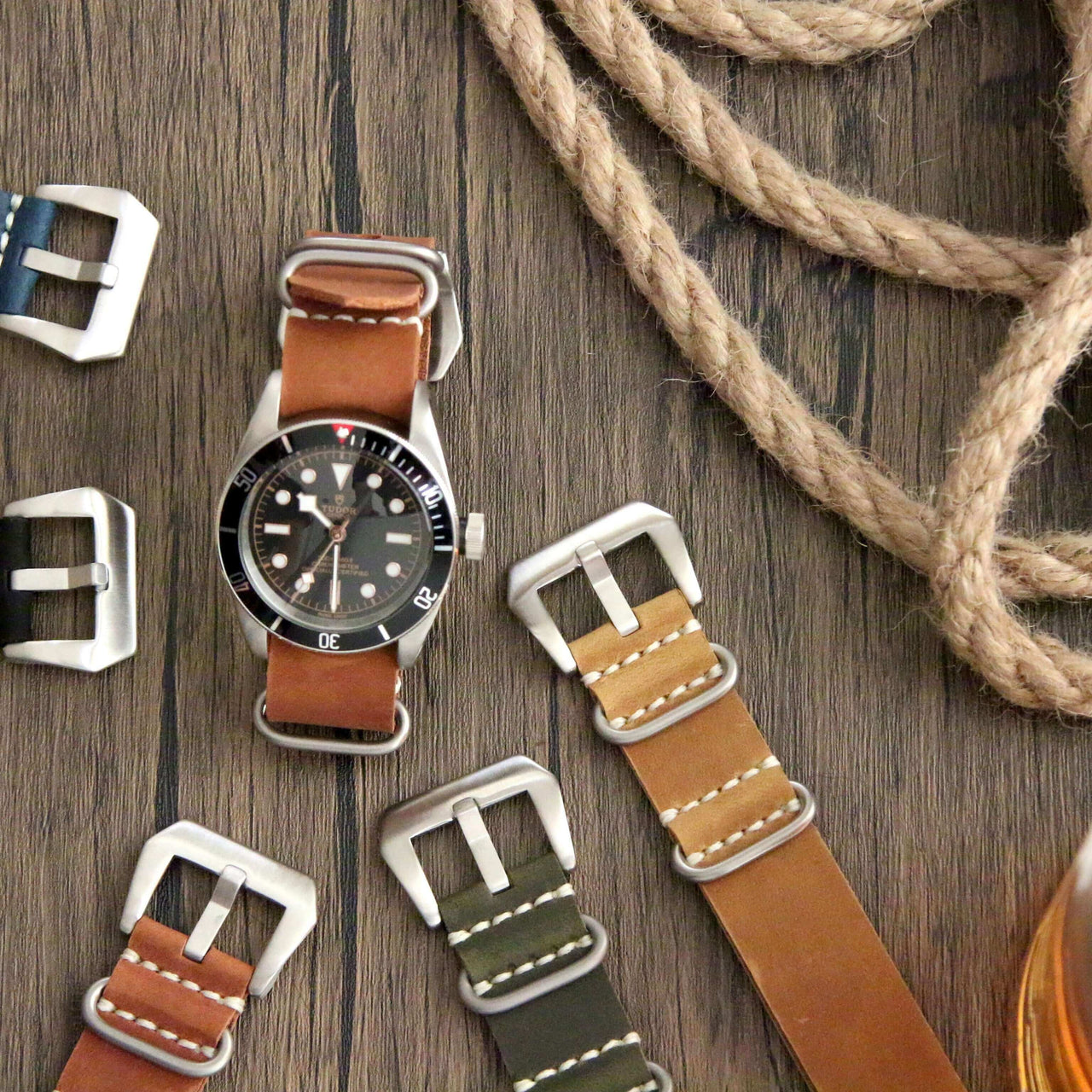 Italian Crazy Horse Leather Military Style Watch Straps