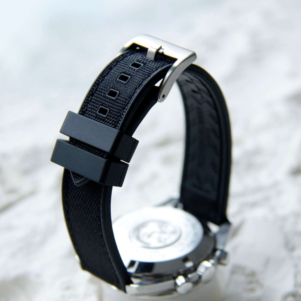 Sailcloth and Rubber Watch Strap- Hybrid Quick Release Strap From Strap Monsters