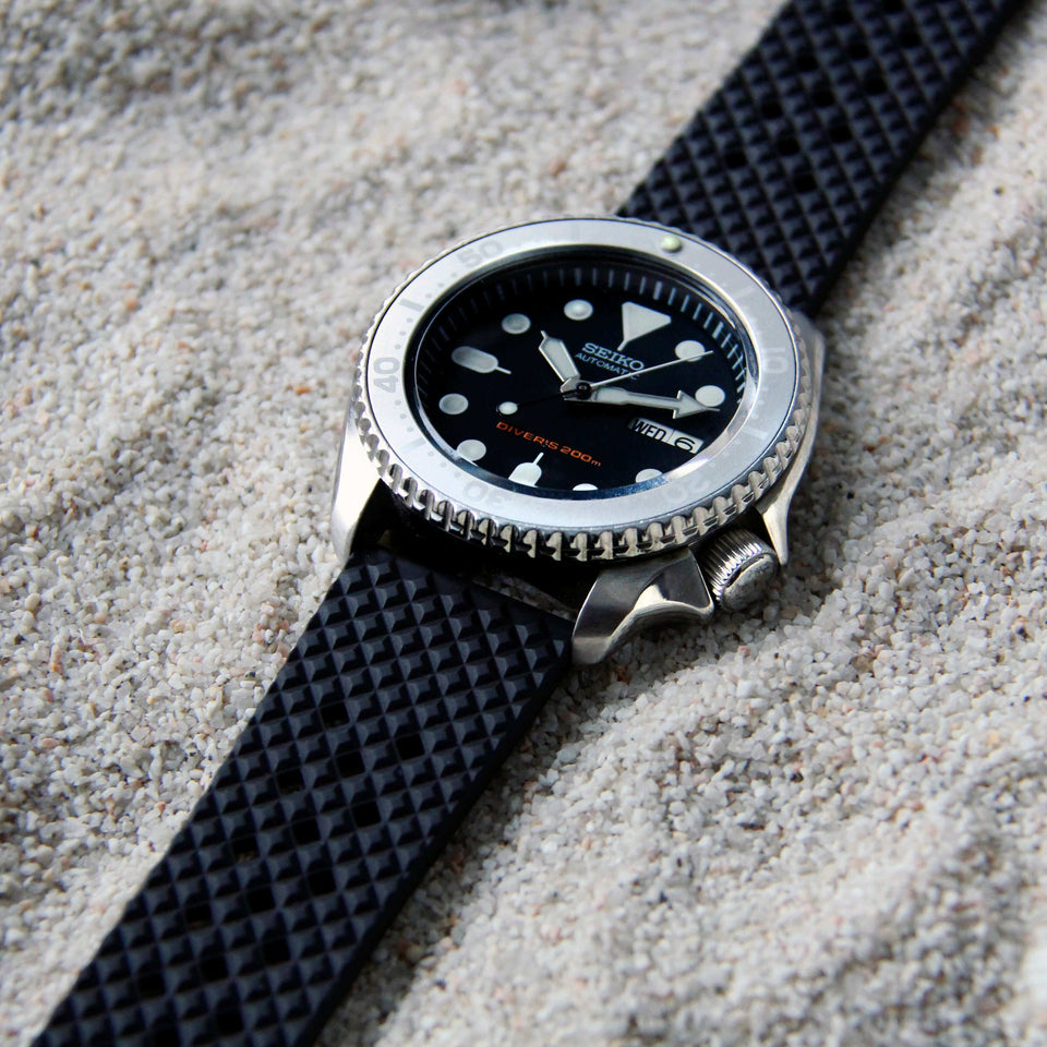 Waffle Style Premium FKM Rubber Dive Watch Strap by Strap Monsters