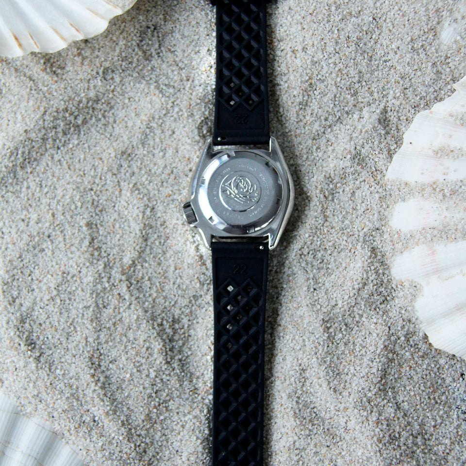 Waffle Style Premium FKM Rubber Dive Watch Strap by Strap Monsters