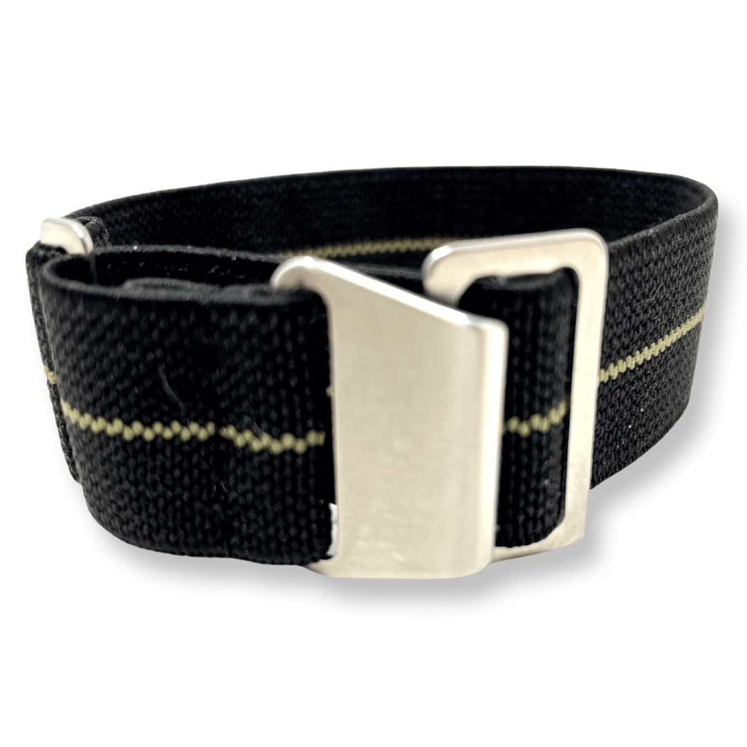 Marine Nationale Military Style Elastic Strap - Black & Beige