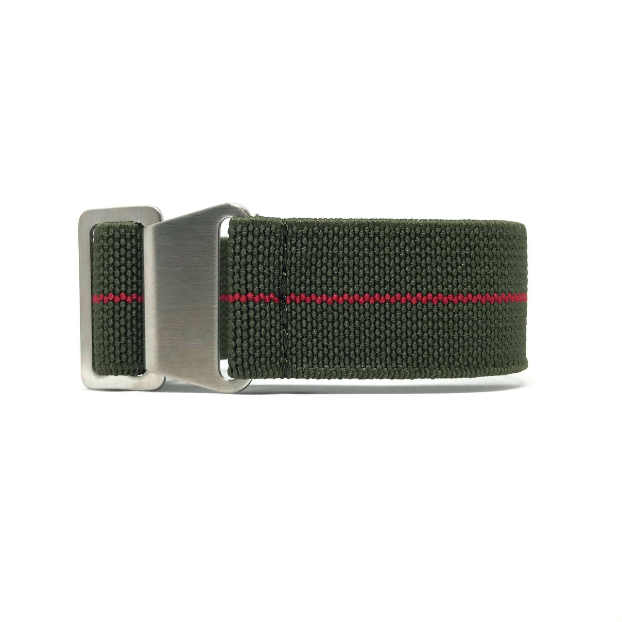 Marine Nationale Military Style Elastic Strap - Military Green & Red