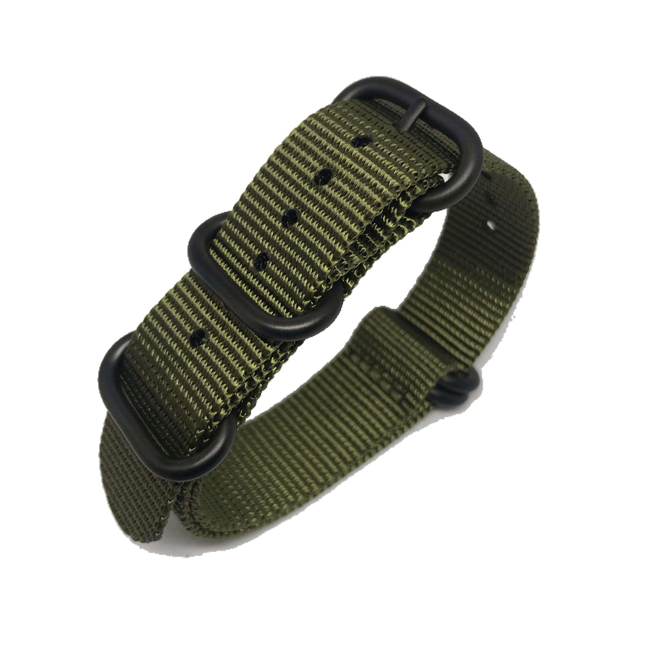 Zulu Military Style Strap - Military Green - Black Buckle