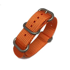 Zulu Military Style Strap - Orange - Silver Buckle