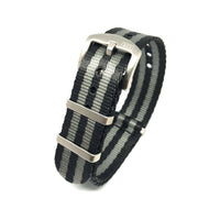 Thumbnail for Premium Thick Woven Military Style Watch Strap - Black & Grey Bond