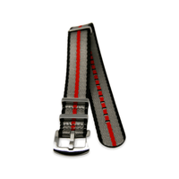 Thumbnail for Premium Thick Woven Military Style Watch Strap - Black Grey Red Stripes