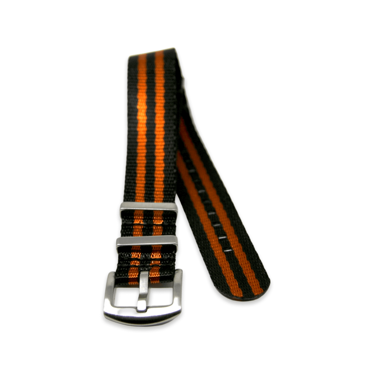 Premium Thick Woven Military Style Watch Strap - Black and Orange Stripes