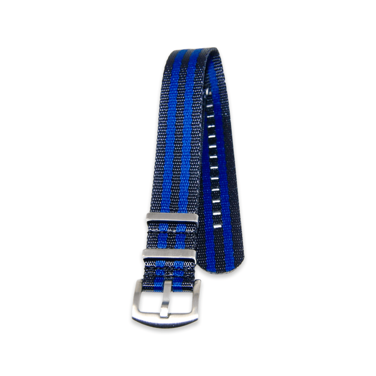 Premium Thick Woven Military Style Watch Strap - Dark Grey Blue Stripes