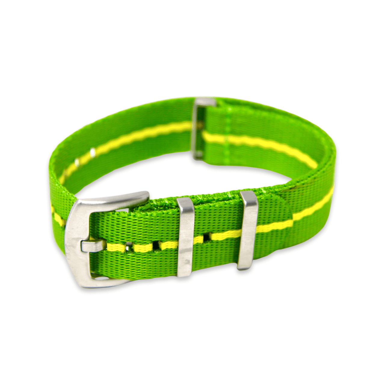 Premium Thick Woven Military Style Watch Strap - Green and Yellow
