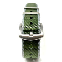 Thumbnail for Premium Thick Woven Military Style Watch Strap - Military Green & Titanium Grey