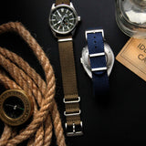 Vintage Style Woven Fabric Military Watch Strap