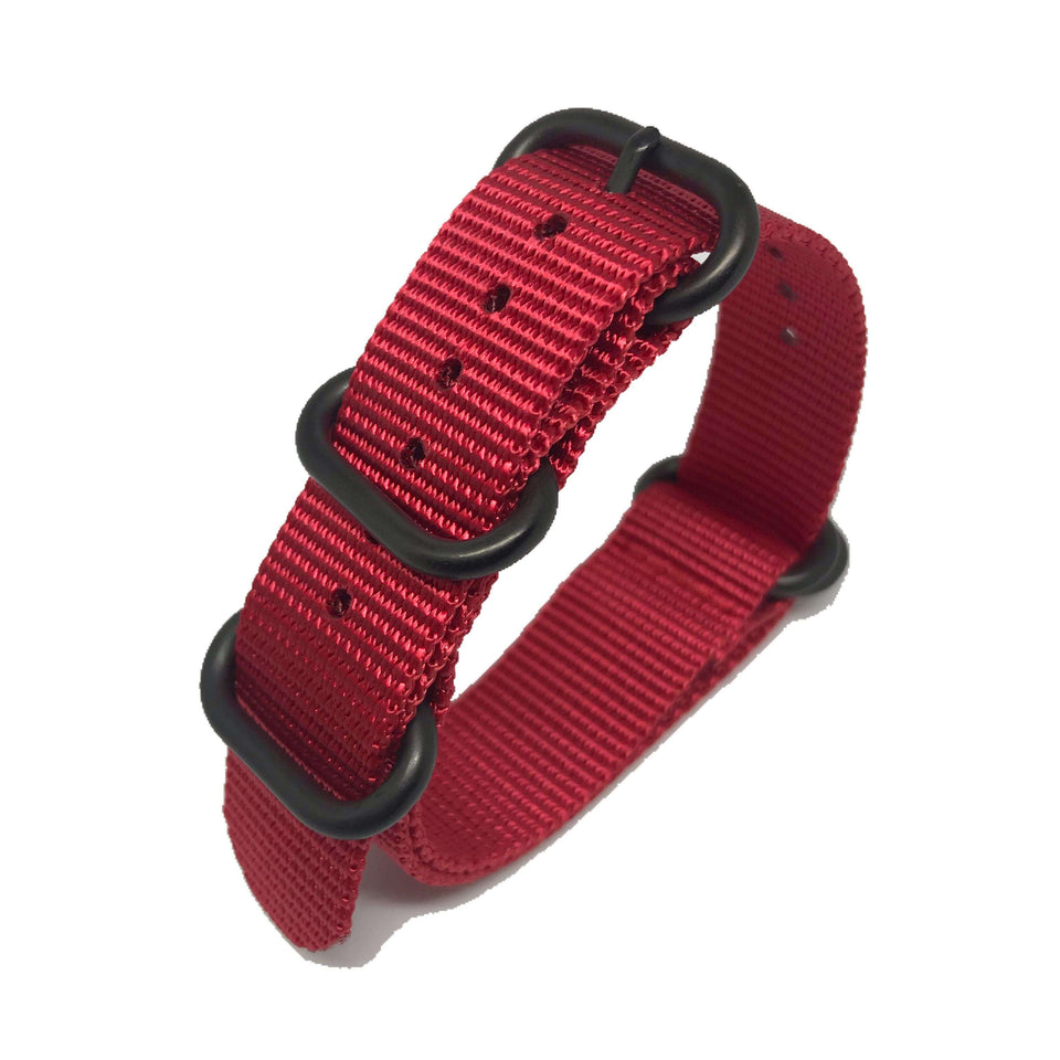 Zulu Military Style Strap - Royal Red - Black Buckle