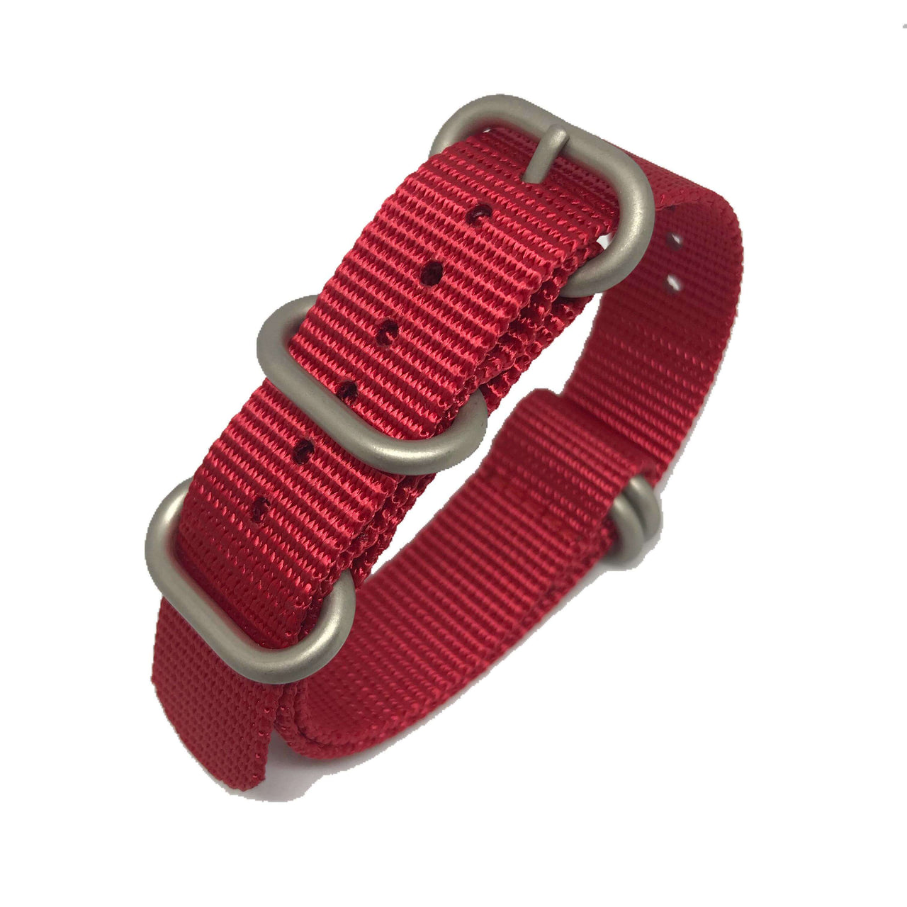 Zulu Military Style Strap - Royal Red - Silver Buckle
