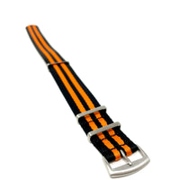 Thumbnail for Seatbelt Military Style Watch Strap - Black & Orange Stripes