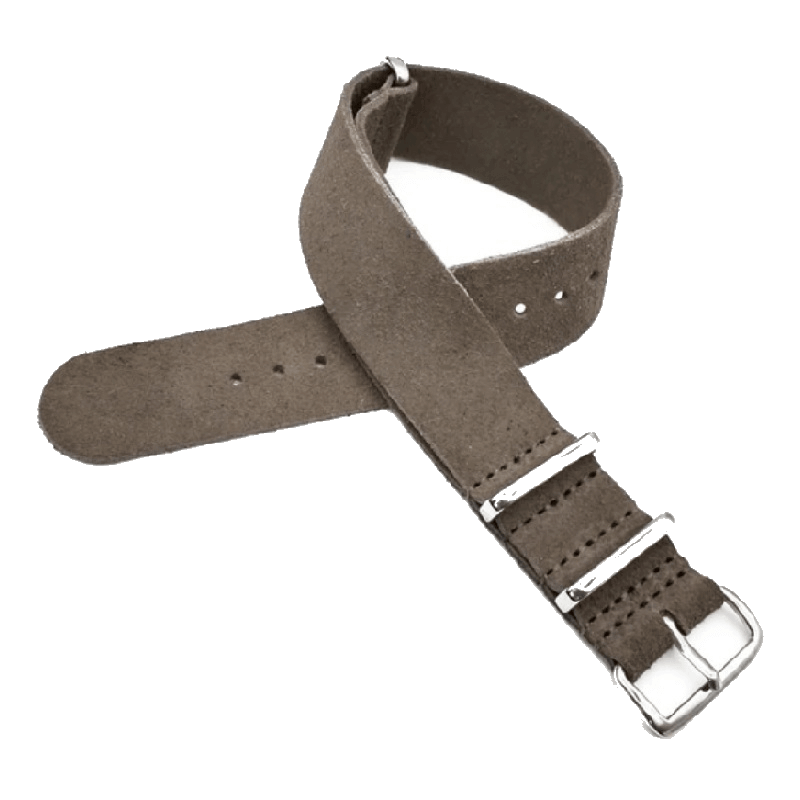 Suede Leather Military Style Strap - Grey