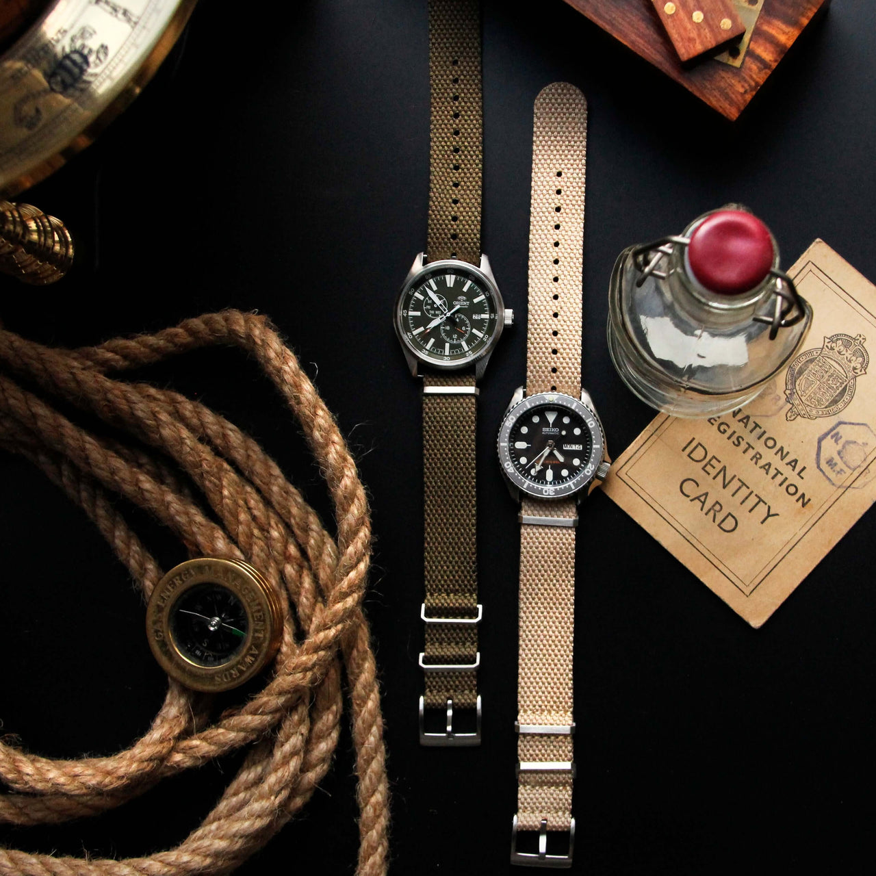 Vintage Style Woven Fabric Military Watch Strap