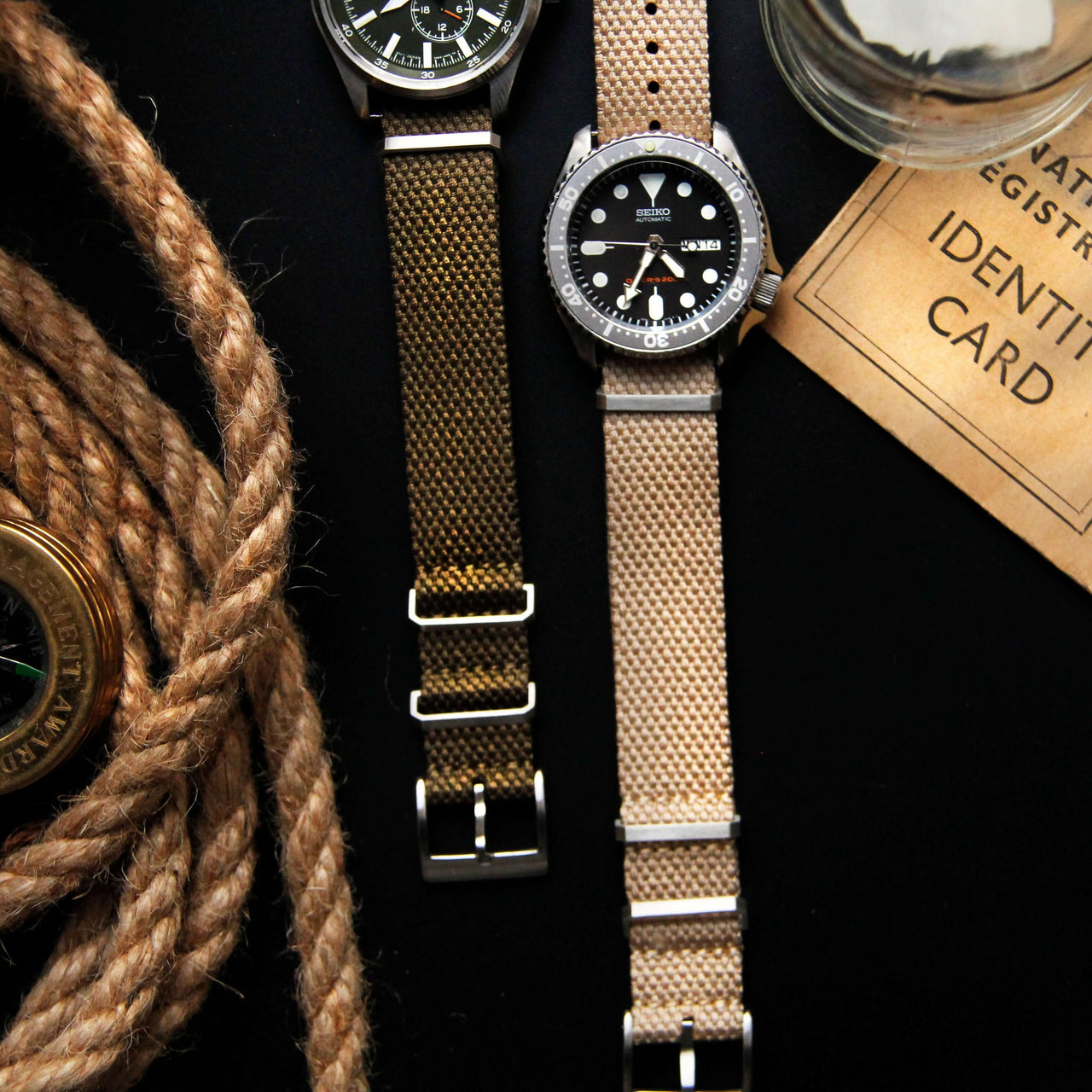 Vintage Style Woven Fabric Military Watch Strap