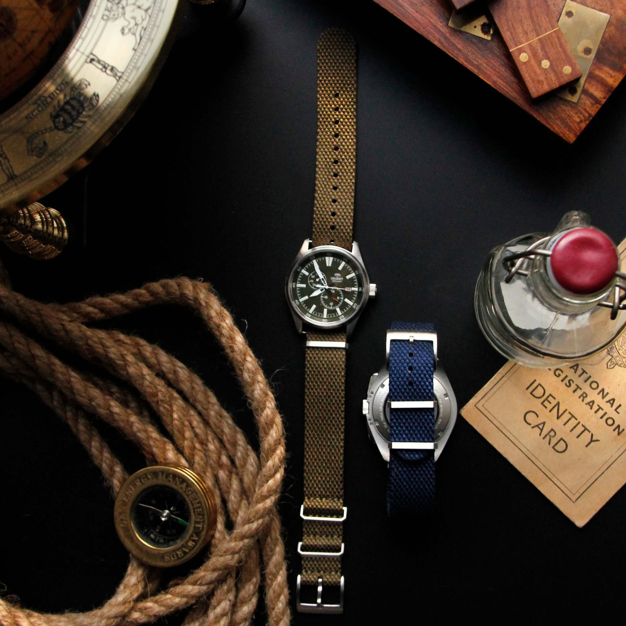 Vintage Style Woven Fabric Military Watch Strap