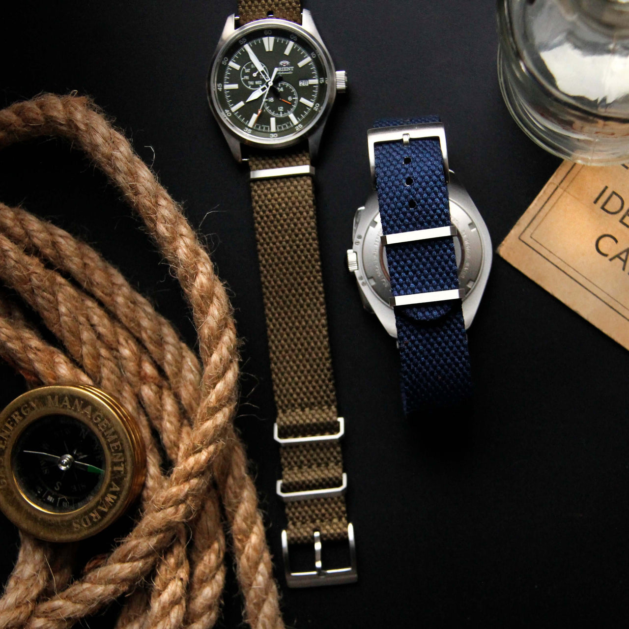 Vintage Style Woven Fabric Military Watch Strap