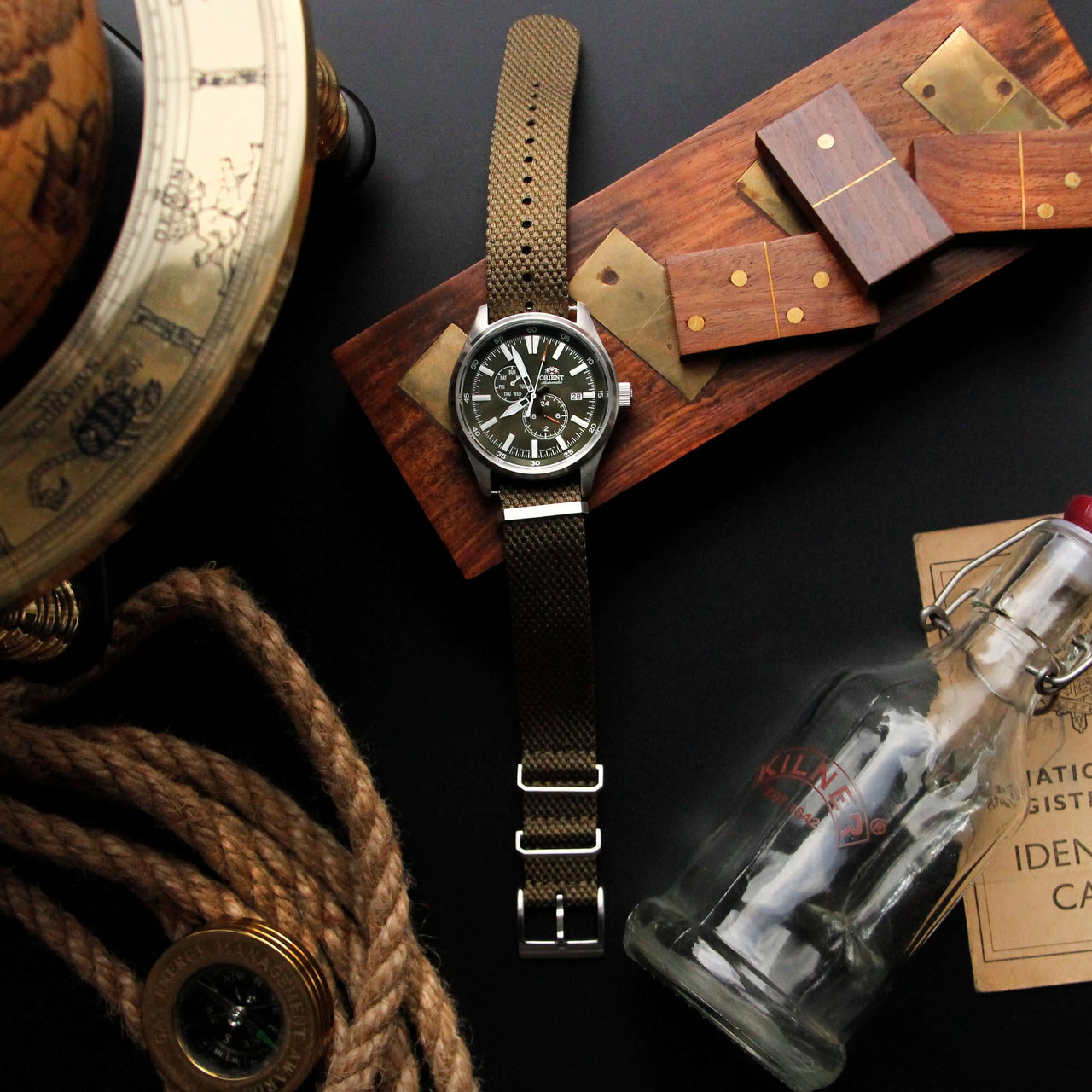Vintage Style Woven Fabric Military Watch Strap