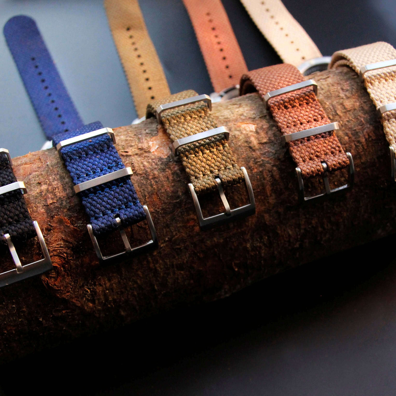 Vintage Style Woven Fabric Military Watch Strap