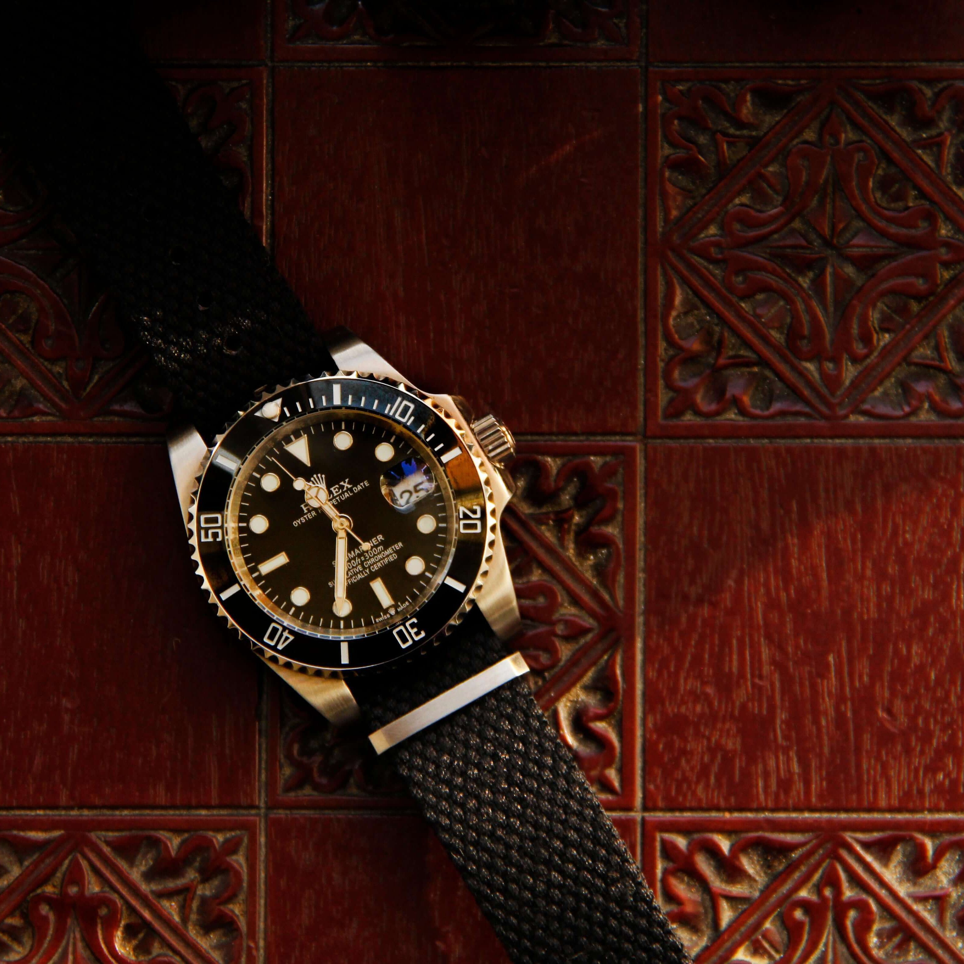 Vintage Style Woven Fabric Military Watch Strap