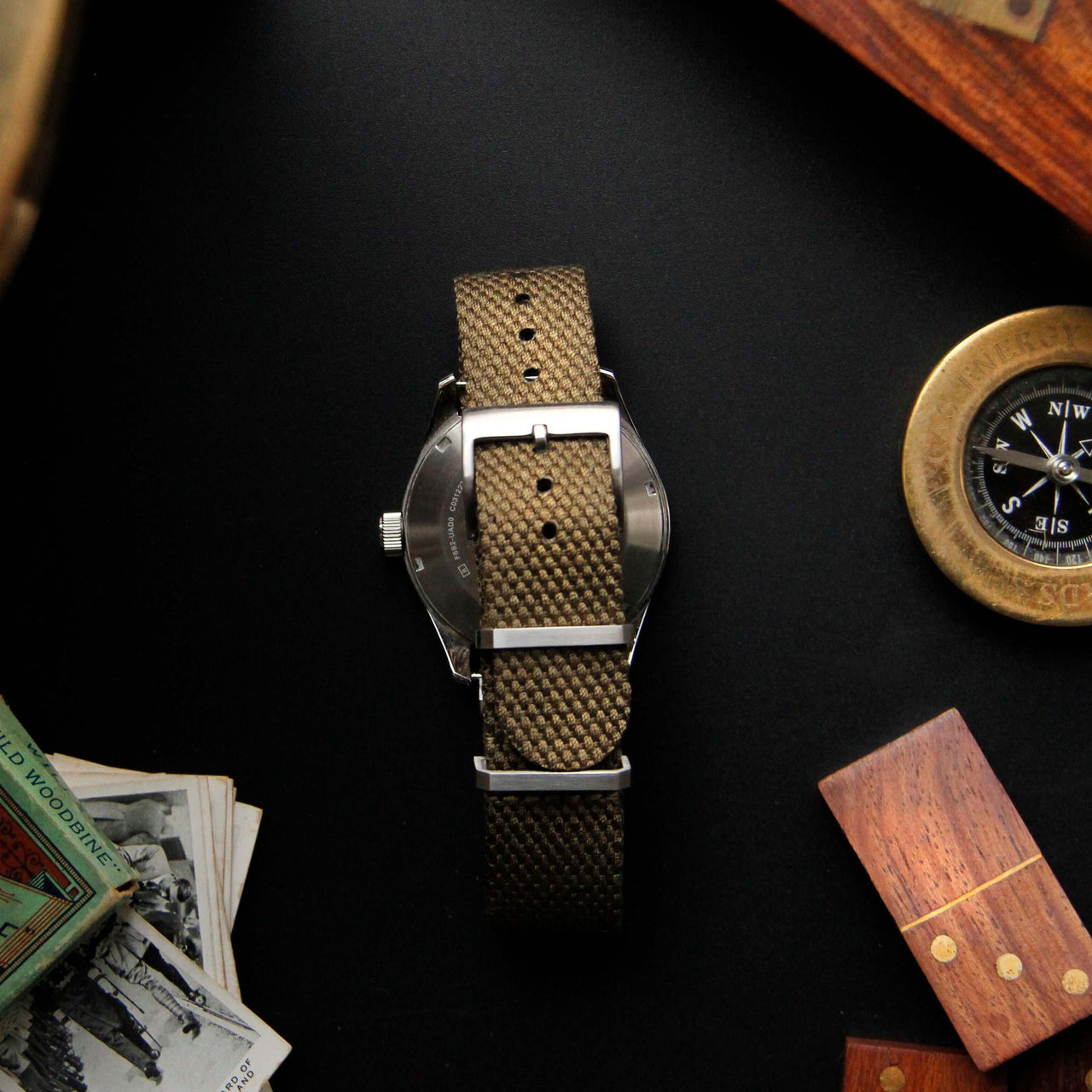 Vintage Style Woven Fabric Military Watch Strap
