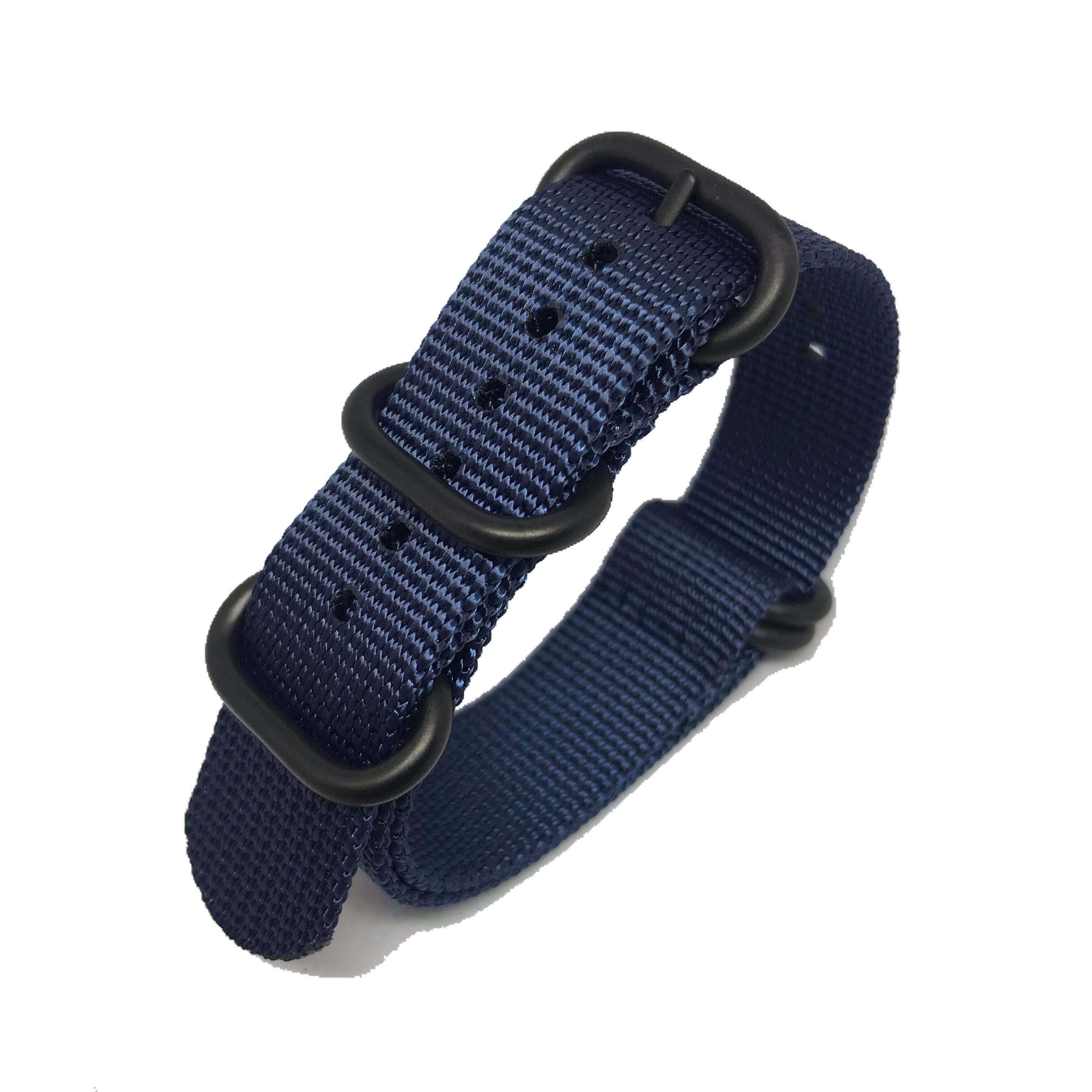 Zulu Military Style Strap - Deep Blue - Black Buckle