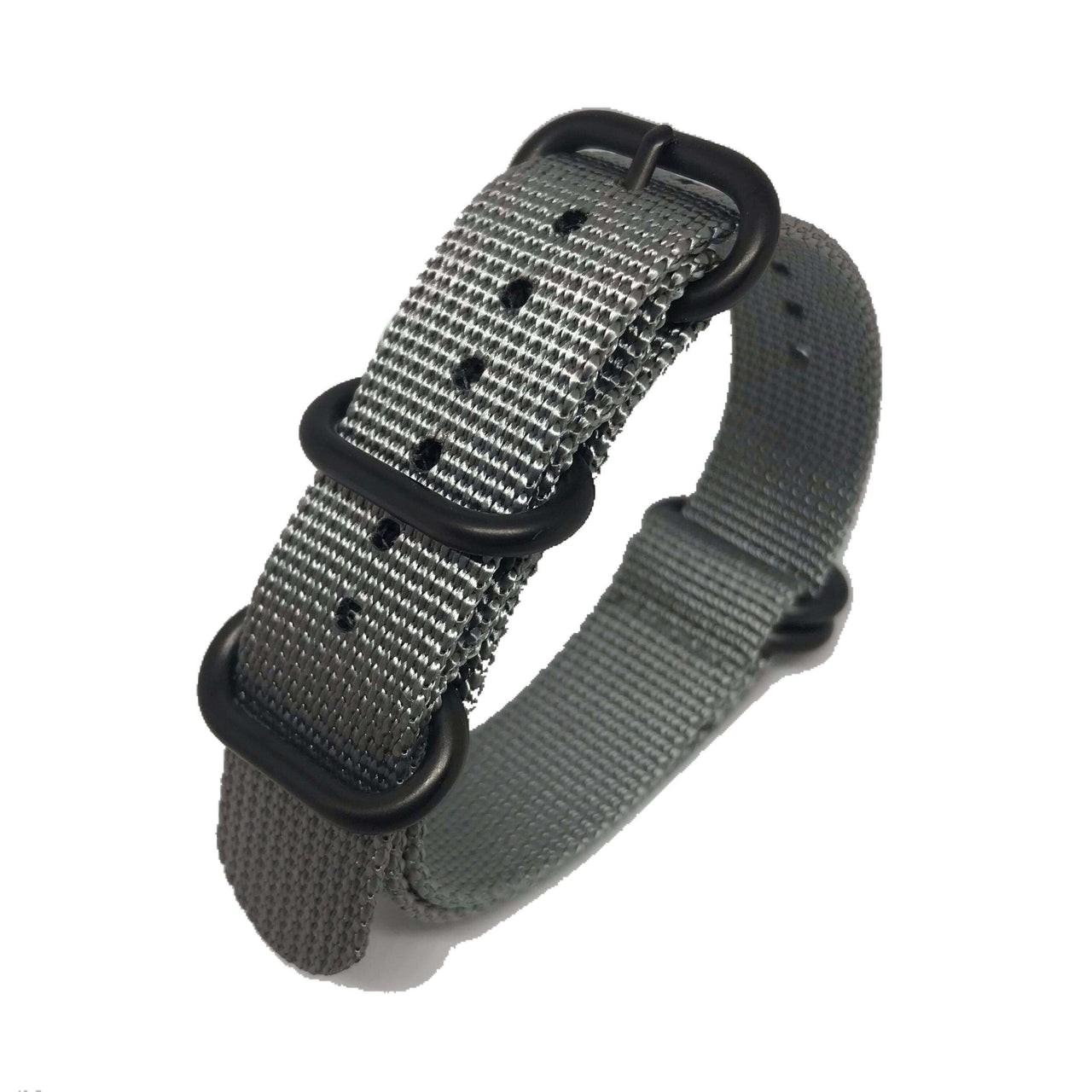 Zulu Military Style Strap - Silver Grey - Black Buckle