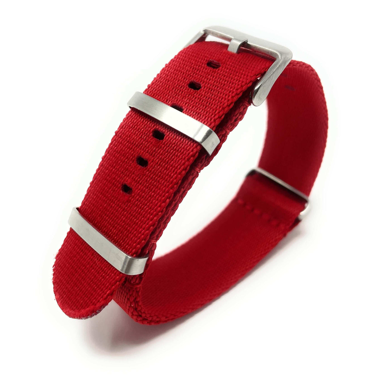 Premium Thick Woven Military Style Watch Strap - Red