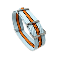 Thumbnail for Classic Military Style Strap - Gulf Racing Stripes- Sky Blue Orange
