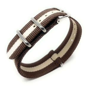 Classic Military Style Strap -Brown Stripes