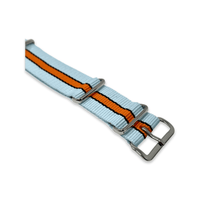 Thumbnail for Classic Military Style Strap - Gulf Racing Stripes- Sky Blue Orange