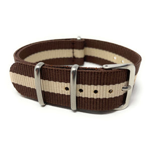 Classic Military Style Strap -Brown Stripes