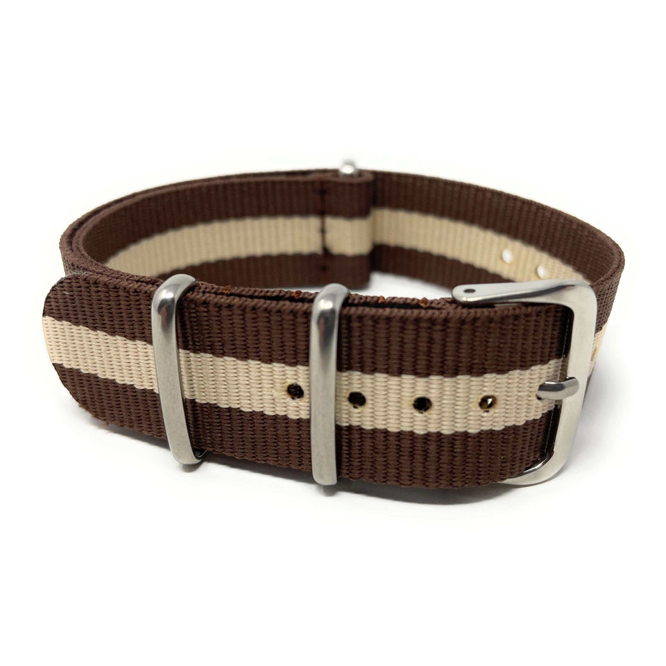 Classic Military Style Strap -Brown Stripes