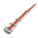 Premium Thick Woven Military Style Watch Strap - White, Grey and Orange