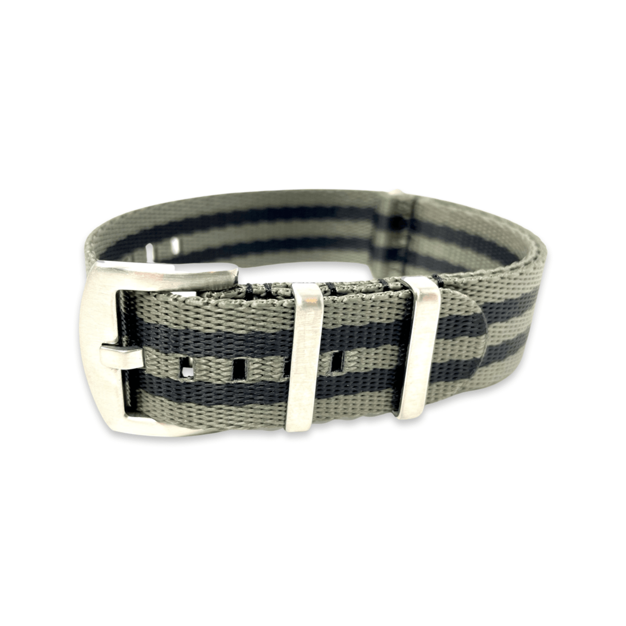 Premium Thick Woven Military Style Watch Strap - Grey and Black Stripes