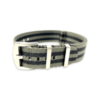 Thumbnail for Premium Thick Woven Military Style Watch Strap - Grey and Black Stripes