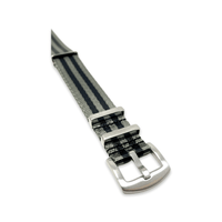 Thumbnail for Premium Thick Woven Military Style Watch Strap - Grey and Black Stripes