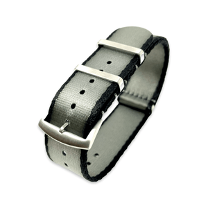 Seatbelt Military Style Strap - Black and Grey Edged