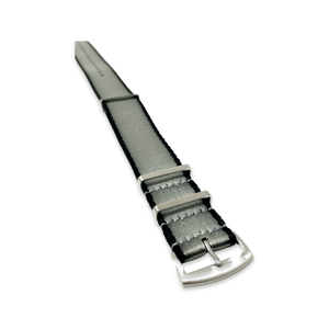 Seatbelt Military Style Strap - Black and Grey Edged