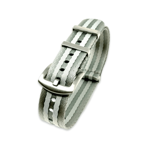 Seatbelt Military Style Strap - Grey Silver Stripe