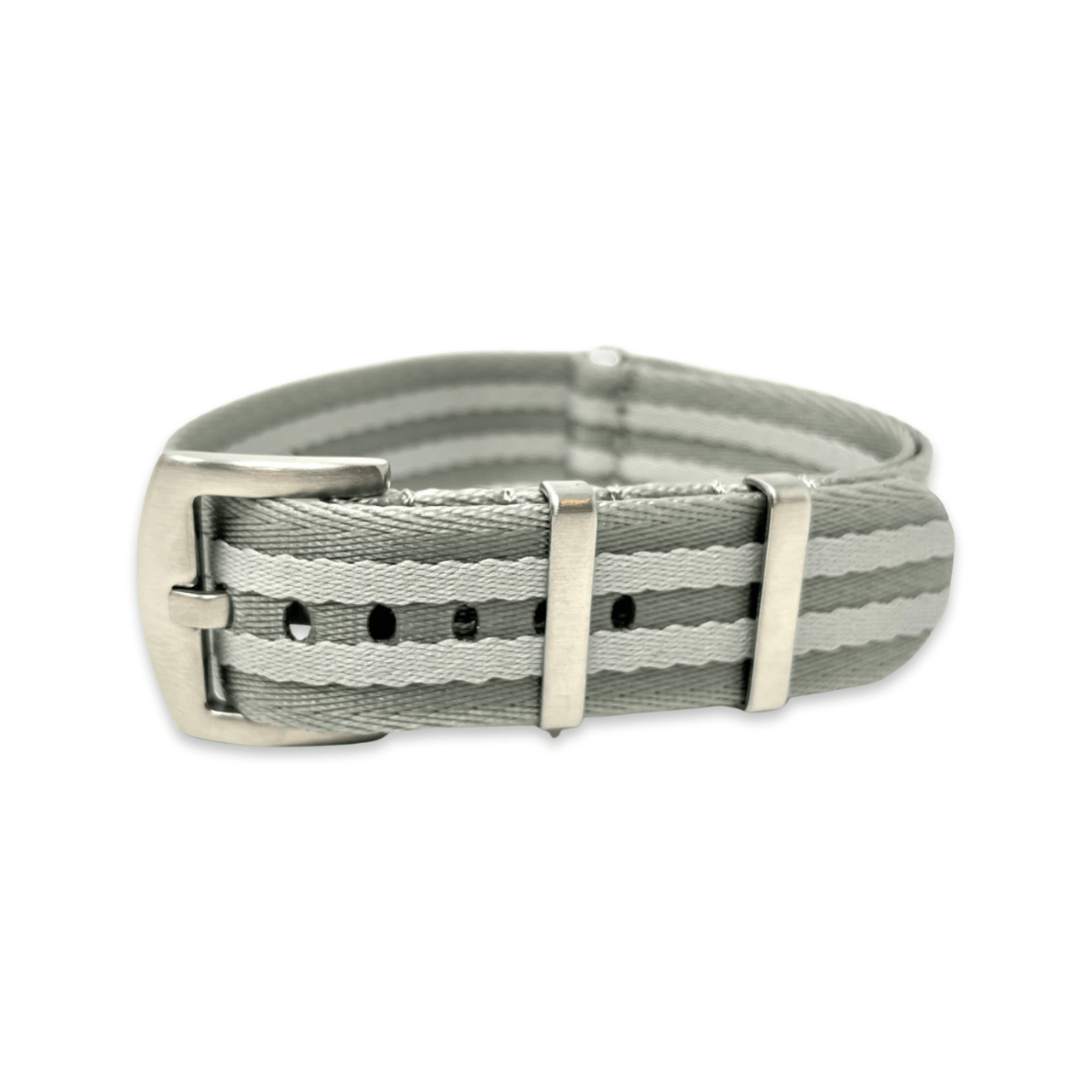 Seatbelt Military Style Strap - Grey Silver Stripe